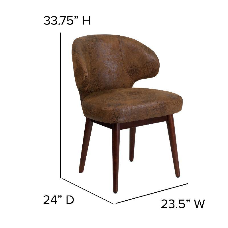 Posh Black LeatherSoft Side Chair with Walnut Legs