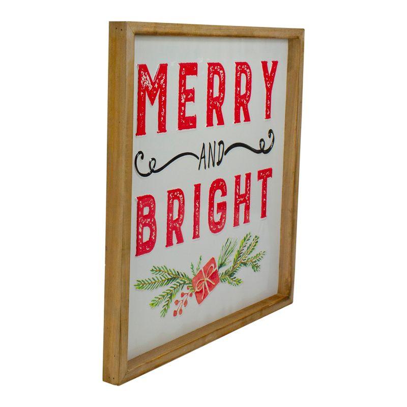 Northlight 16" Wooden Framed "Merry And Bright" Metal Christmas Sign