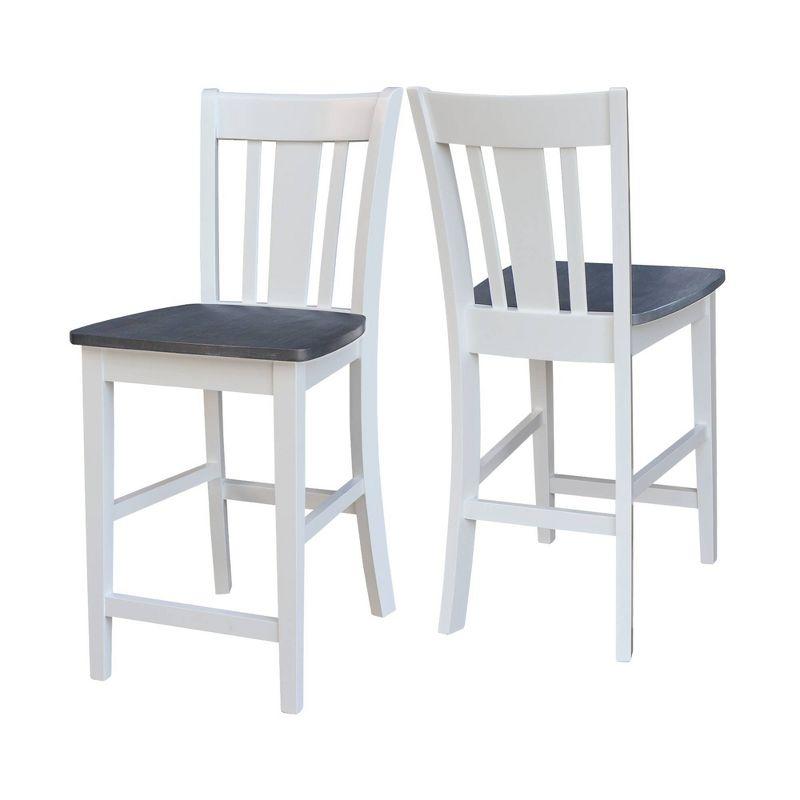 24" San Remo Counter Height Barstool White - International Concepts: Hardwood Frame, Armless Design, Fixed Seat
