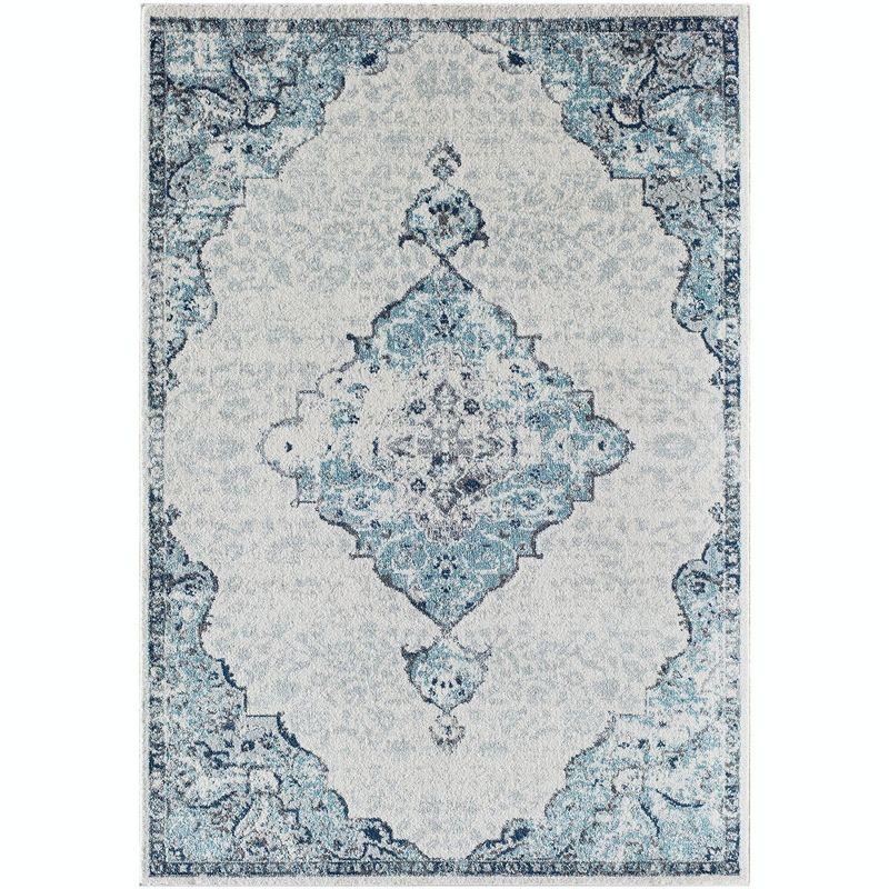 Rugs America Harper HY50G Bluebonnet Transitional Vintage Area Rug for Dining Room Rug Neutral Rug Living Room Rug Kitchen, 2'6"x4'
