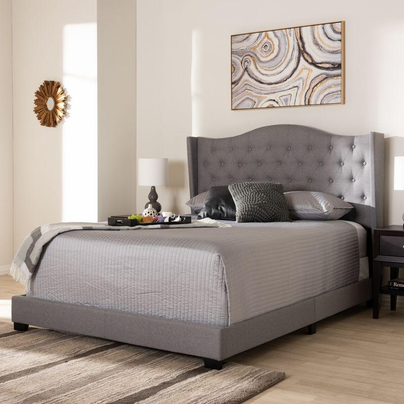 Alesha Gray Tufted Upholstered Full Size Bed with Headboard