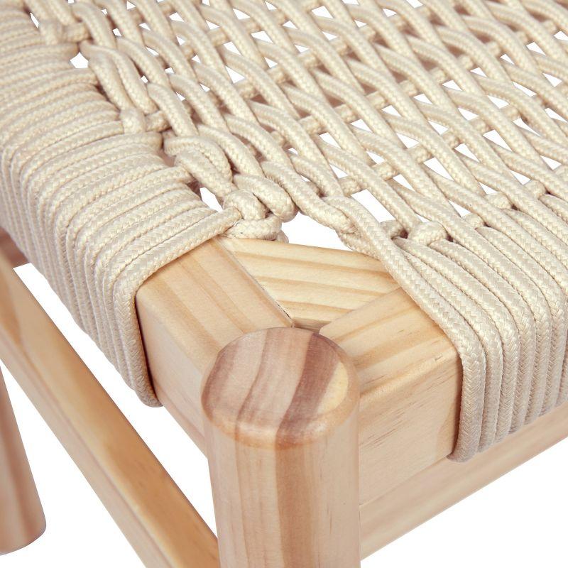 Storied Home Fernway Solid Wood and Woven Rope Entryway Bench Cream: Scandinavian Design, Pine Frame, 43.25" Long