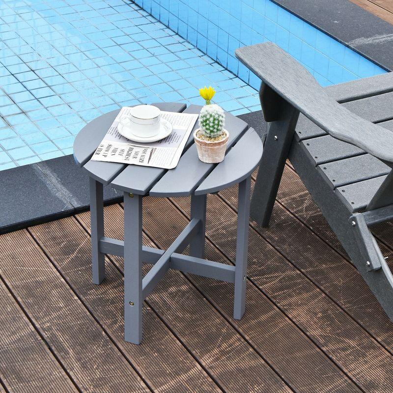 Tangkula 18" Outdoor Round Side Table Wooden Coffee Table Suitable for Garden Patio Balcony Gray