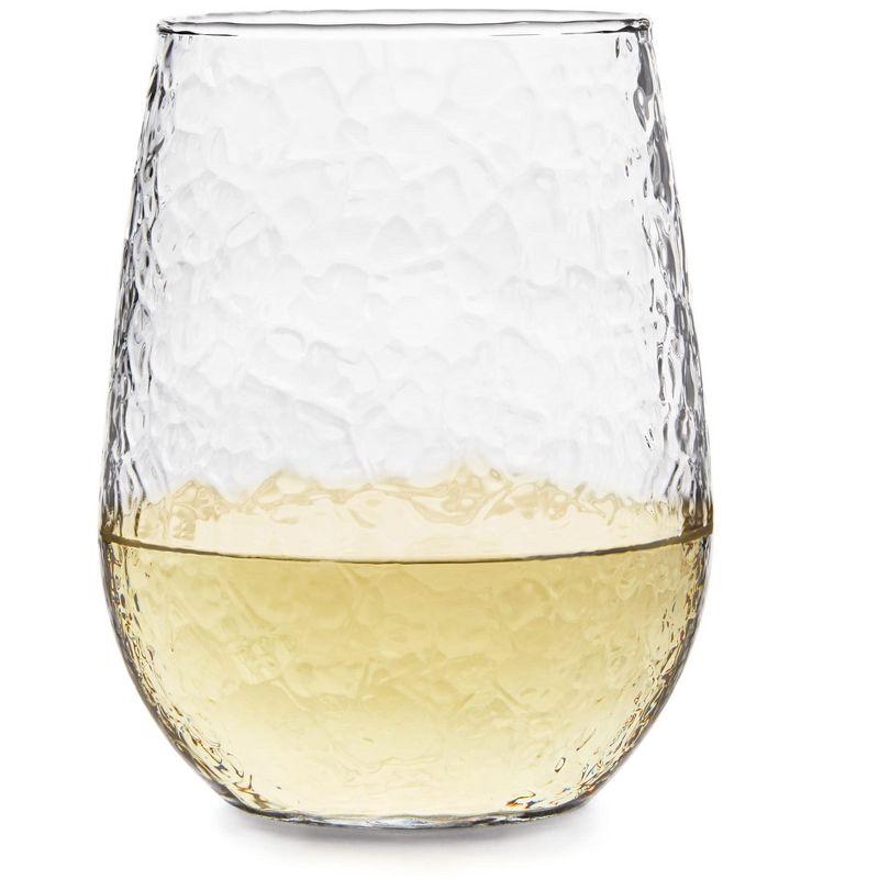 Hammered Libbey Stemless All-Purpose Wine Glasses