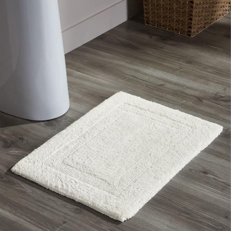 Better Trends Lux 100% Cotton Tufted Solid Reversible Bath Rug 17" x 24" Rectangle - Ivory