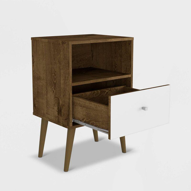 Liberty 1.0 Mid Century Modern Nightstand Rustic Brown/White - Manhattan Comfort