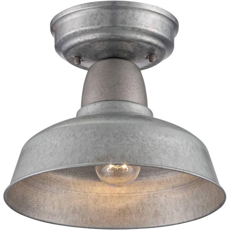 Galvanized Steel Rustic Farmhouse Indoor/Outdoor Ceiling Light 11" Silver