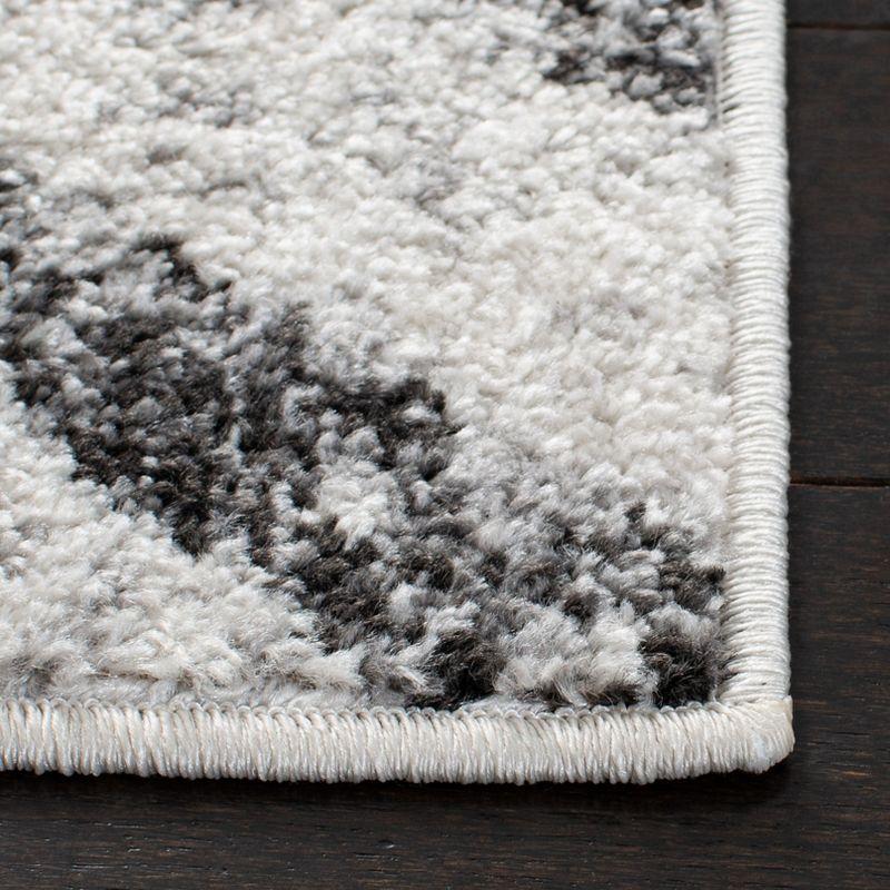 Off-White and Grey Geometric Easy-Care Synthetic Area Rug, 2'6" x 4'