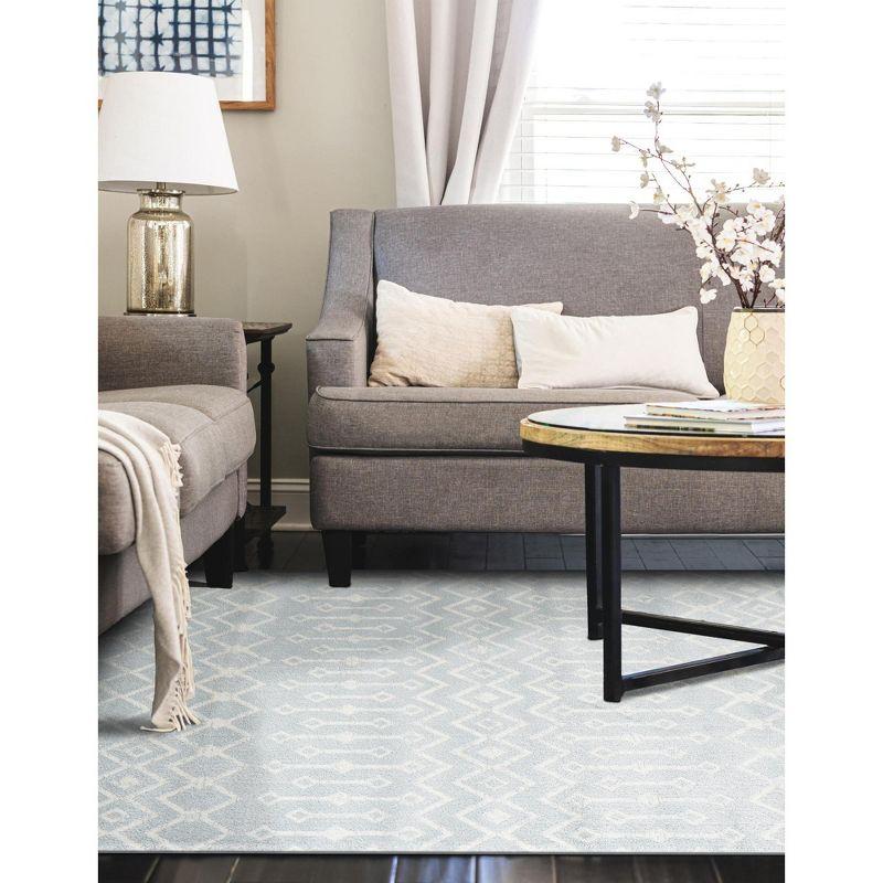 Light Blue Trellis 6' x 9' Synthetic Area Rug