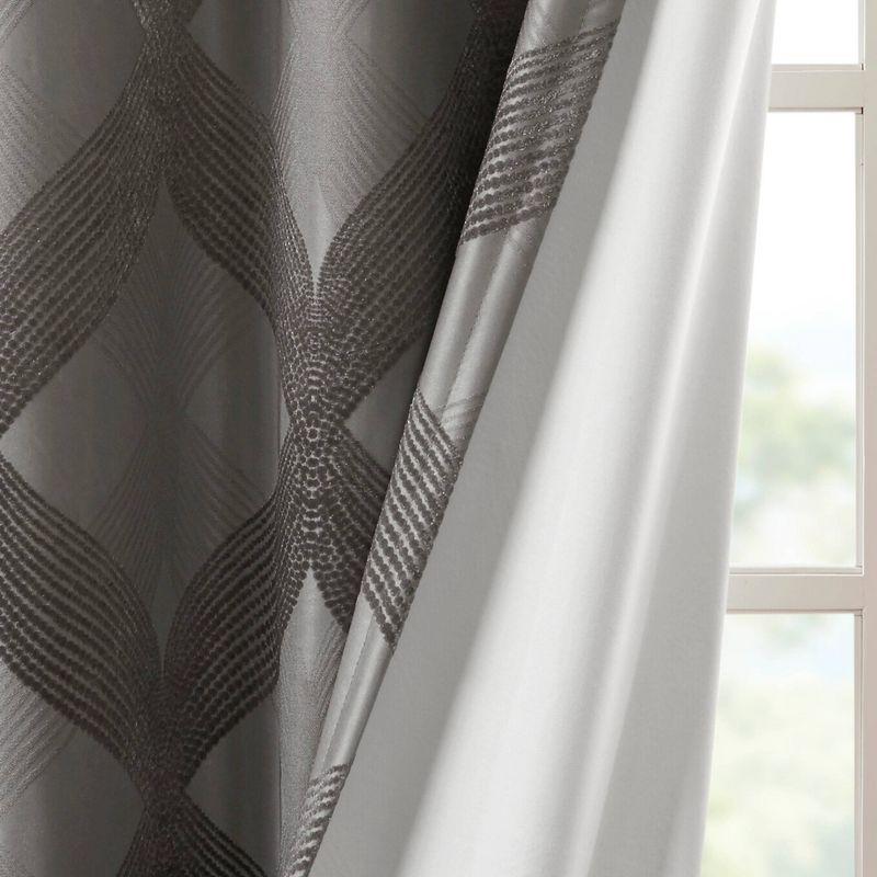 Charcoal Ogee Knitted Jacquard Blackout Curtain Panel