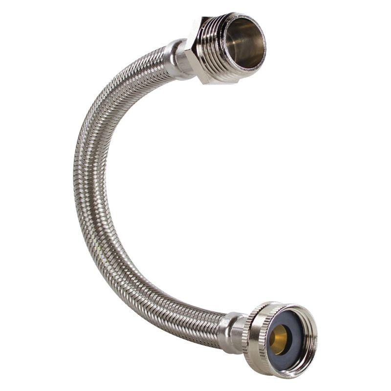 Certified Appliance Accessories® Braided Stainless Steel Water-Inlet Hose, 3/4 In. FGH x 3/4 In. MGH, 1 Ft. in Silver