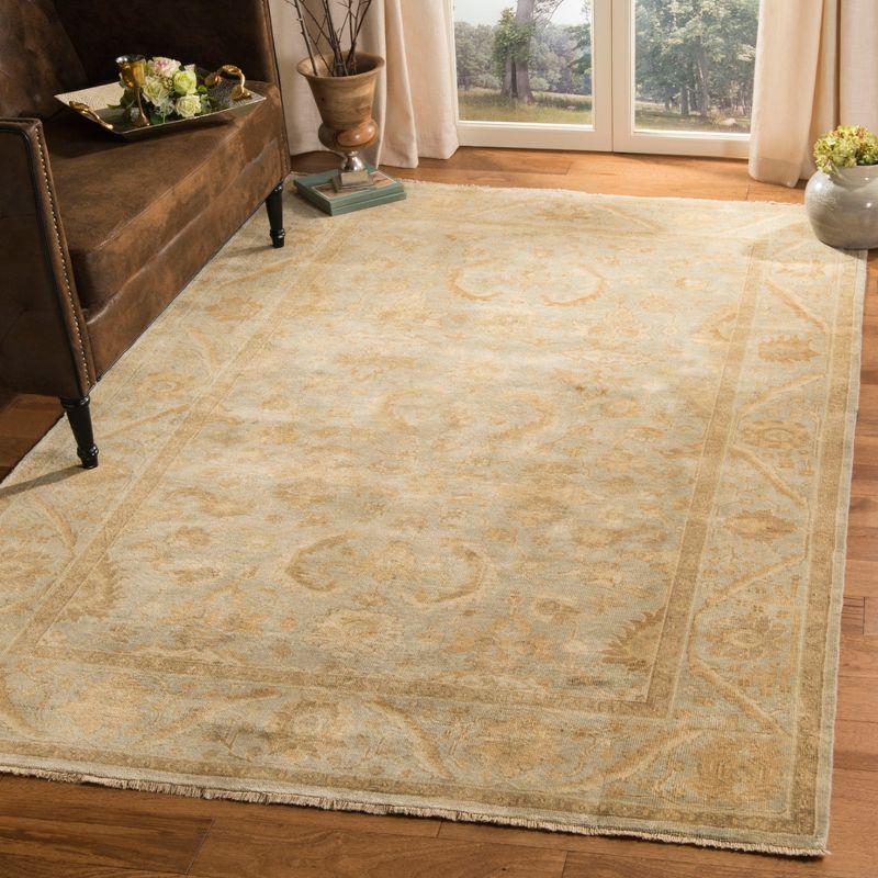 Elysian Light Blue Hand-Knotted Wool 9' x 12' Area Rug