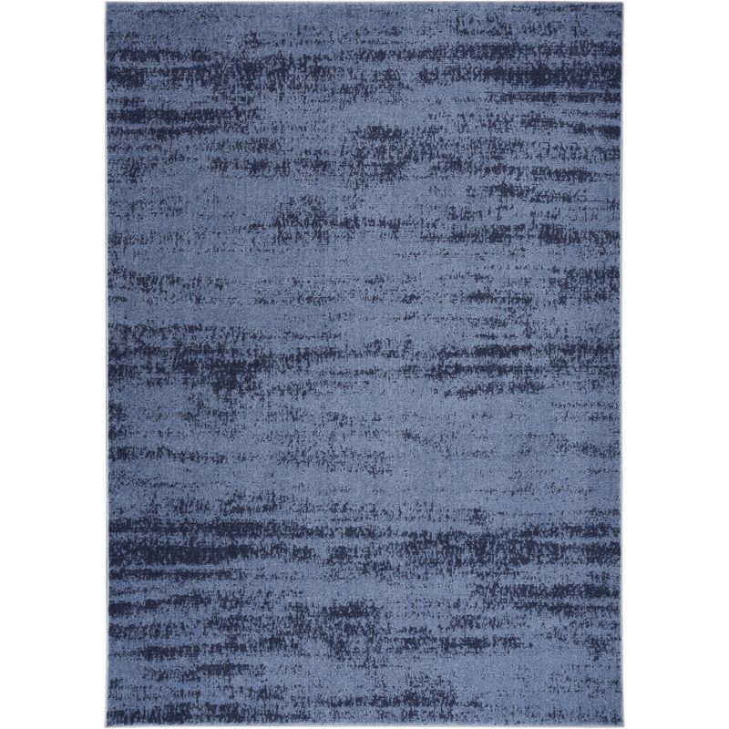 Nourison Essentials Abstract Low Pile Indoor Outdoor Area Rug 5' x 7' Denim