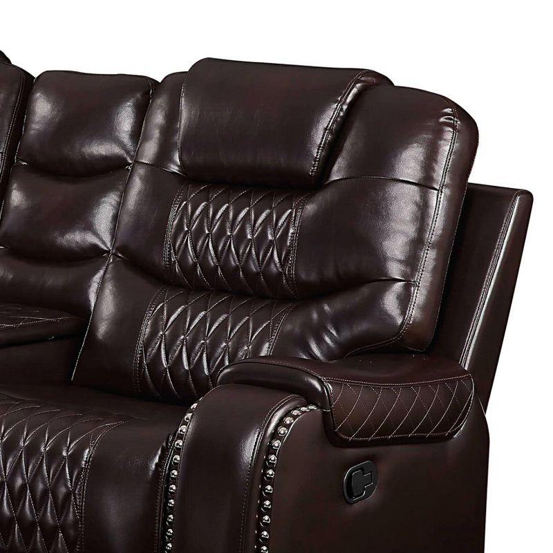 78" Braylon Active Sitting Chair Brown PU - Acme Furniture: Loveseat with Console & Cup Holders