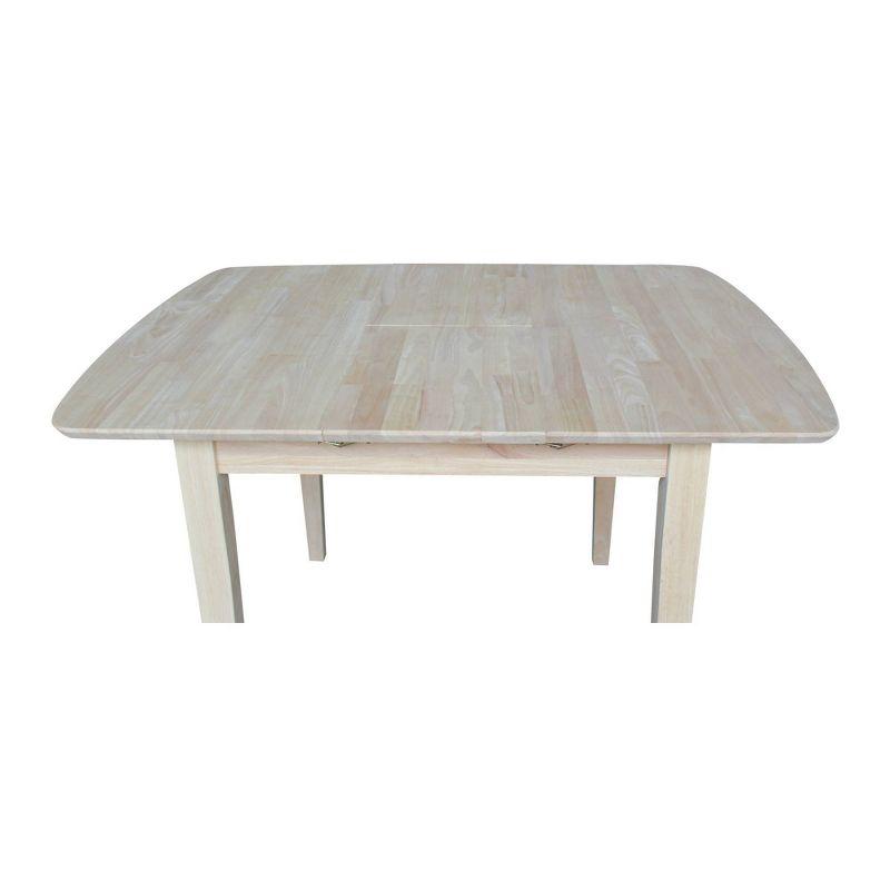 30" Extendable Dining Table with Butterflyand Shaker Styled Legs Unfinished - International Concepts: Solid Wood, Seats 6