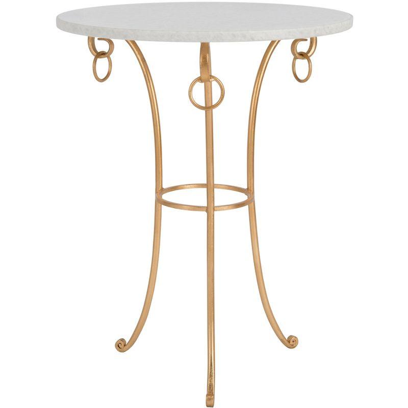 Venetian White Marble and Gold Metal Round Occasional Table