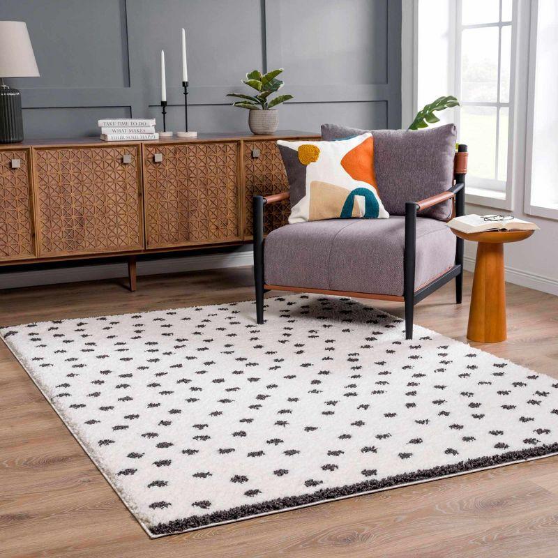 Hauteloom Chaia Dotted Black & White Plush Rug