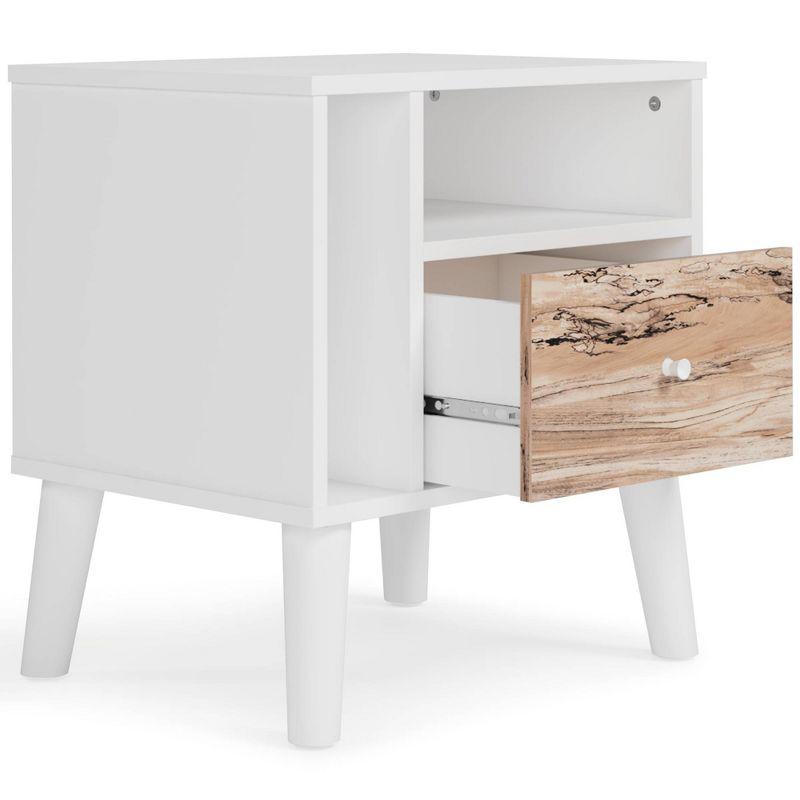 Contemporary Sugarberry & Matte White Nightstand with Open Shelving