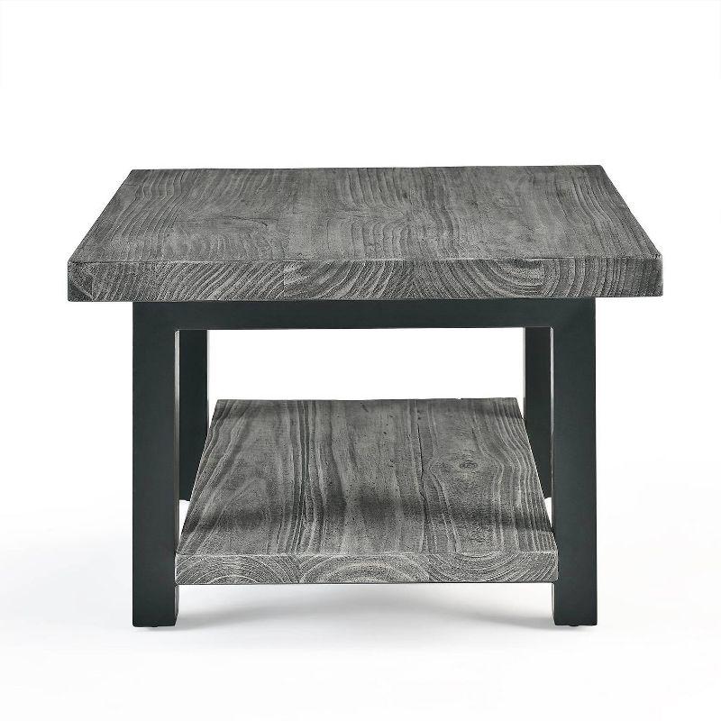 27" Pomona Metal and Reclaimed Wood Square Coffee Table Slate Gray - Alaterre Furniture