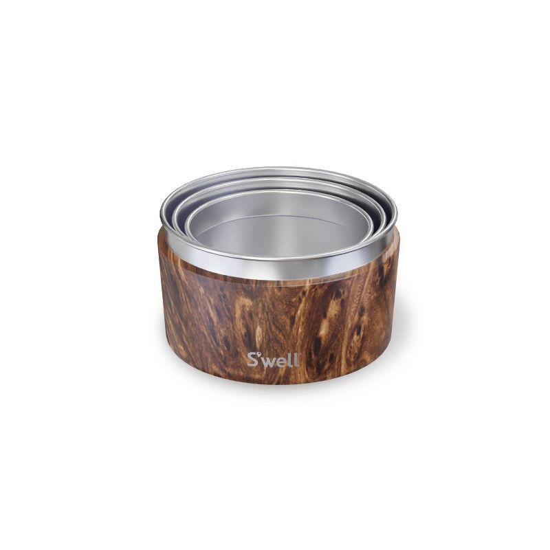 S'well Food Canister Set Teakwood: Stainless Steel Storage, Dishwasher-Safe, Silicone Lid, 3-Piece Set