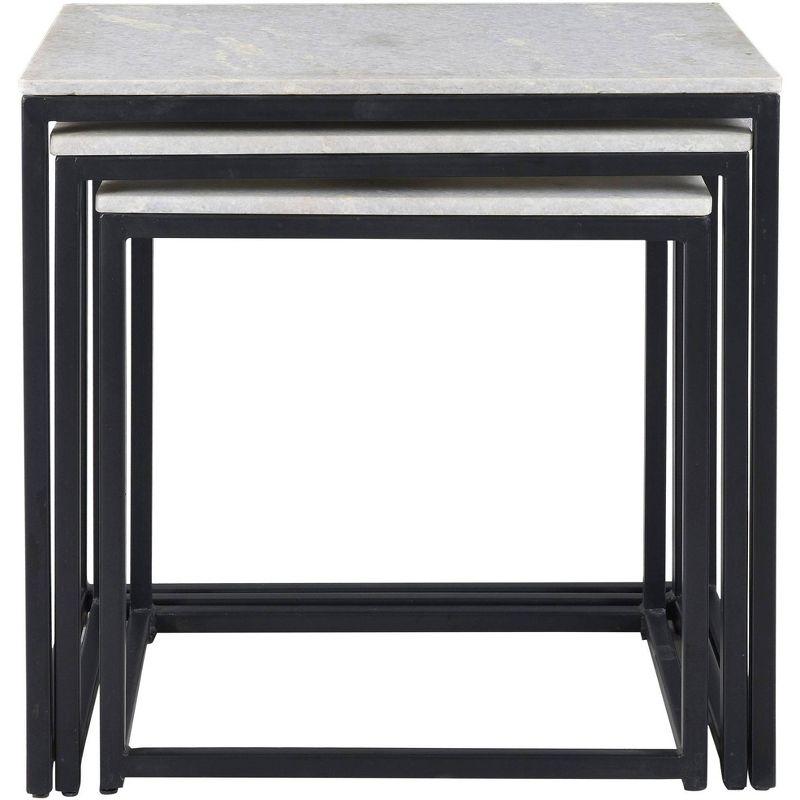 Coast to Coast Ponga 23"W Black Powder Iron and White Marble Nesting Tables Set of 3