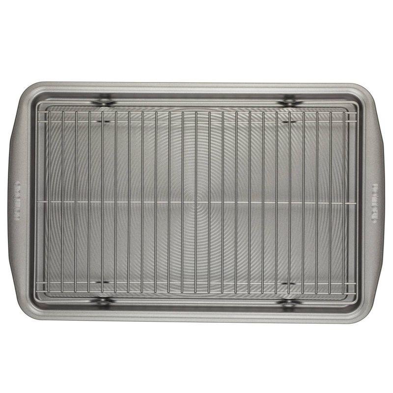 Silver Aluminum Non-Stick Baking Sheet Pan with Rack