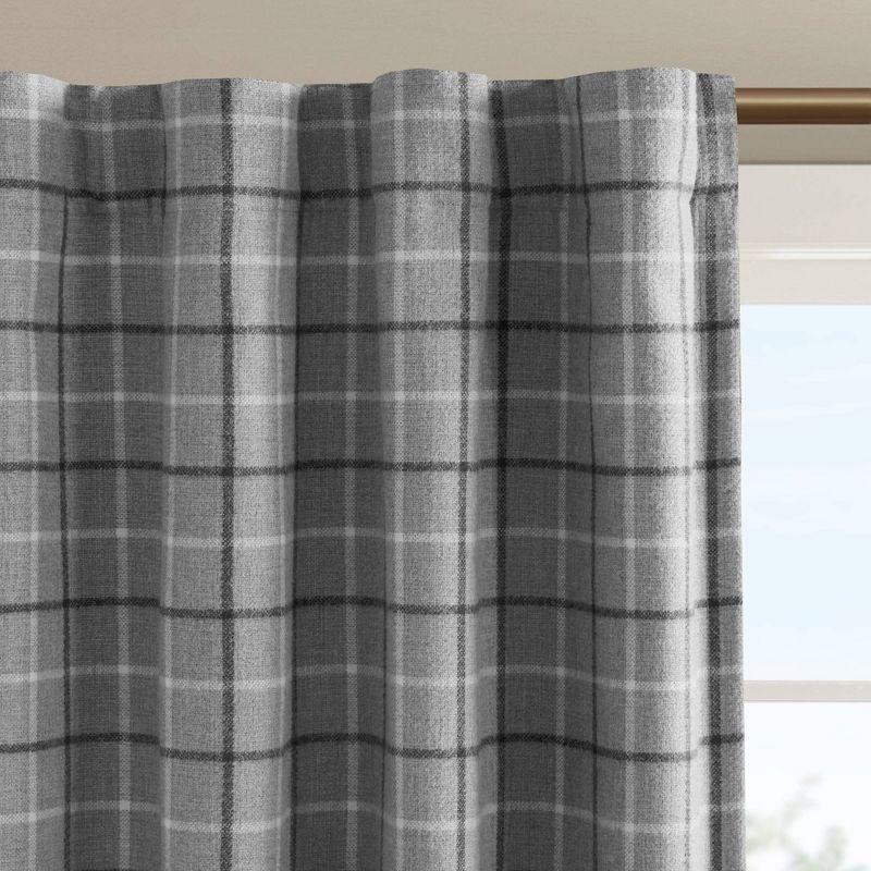 Anaheim Woven Plaid Room Darkening Thermal Fleece Lined Single Curtain Panel