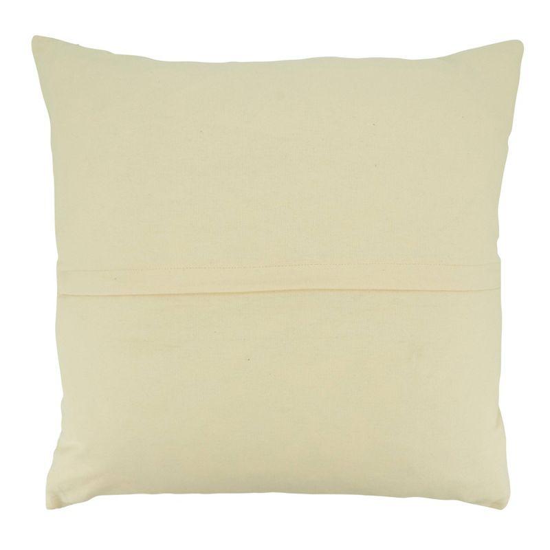 Elegant Banded 20"x20" Natural Cotton Throw Pillow Cover