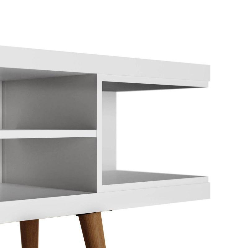 Utopia TV Stand for TVs up to 65" White - Manhattan Comfort: Modern Entertainment Center, Cable Management