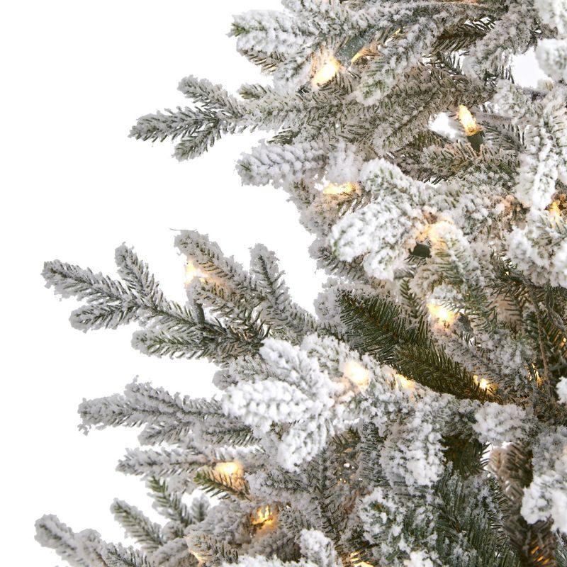 Nearly Natural 6-ft Flocked Fraser Fir Artificial Christmas Tree with 500 Warm White Lights and 236 Bendable Branches