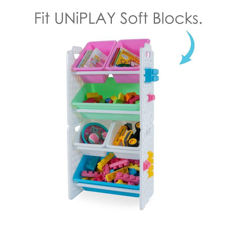 UNiPLAY Toy Organizer With 6 Removable Storage Bins and Block Play Panel, Multi-Size Bin Organizer