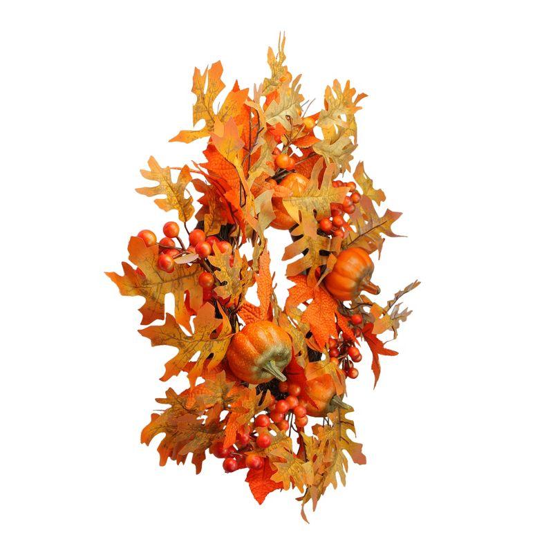 Northlight Autumn Leaves, Pumpkins and Berries Artificial Thanksgiving Wreath, 22-Inch, Unlit