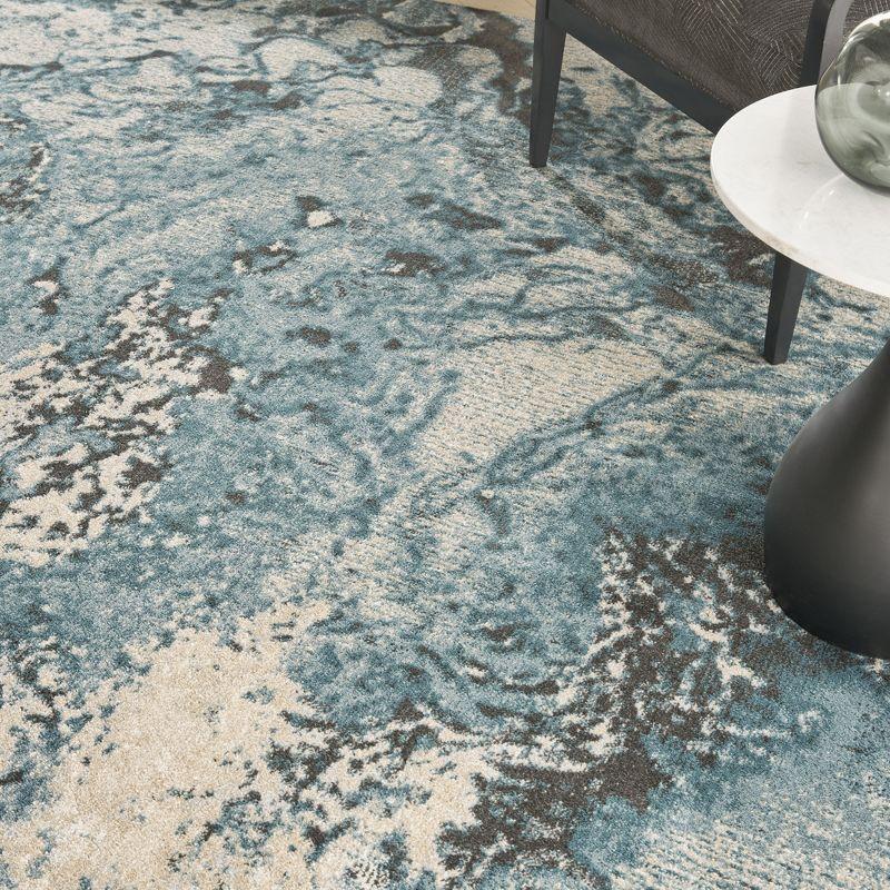 Nourison Maxell Modern Abstract Indoor Area Rug Ivory/Teal 9'3" x 12'9"