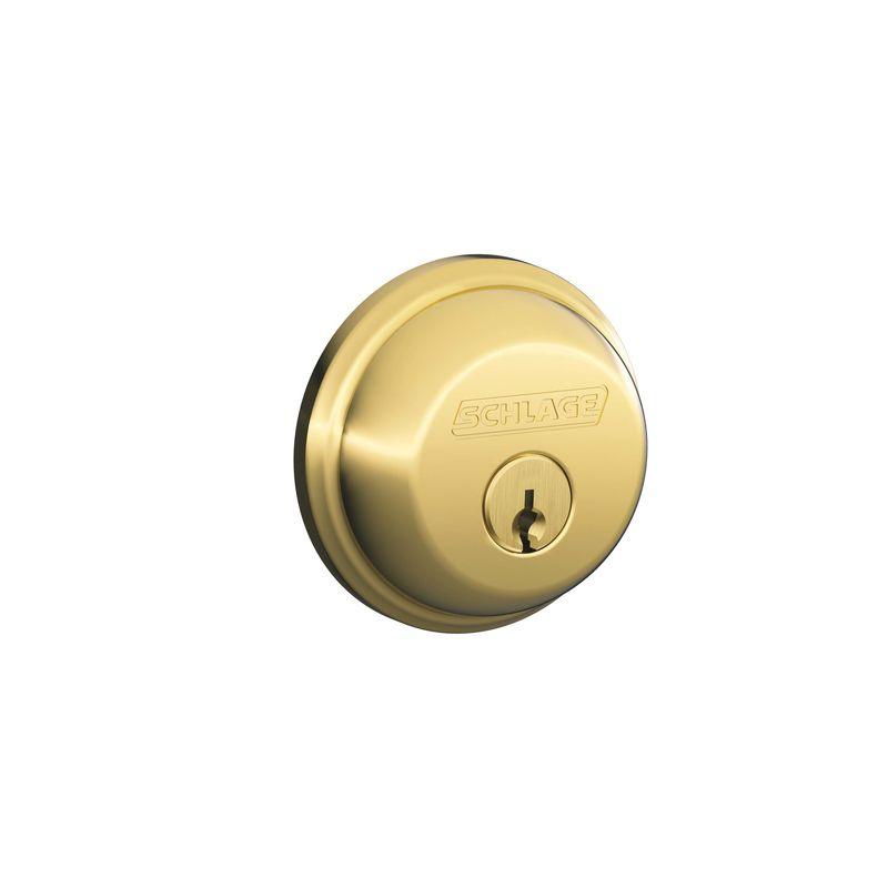 Bright Brass Single Cylinder Deadbolt for Indoor and Outdoor Use