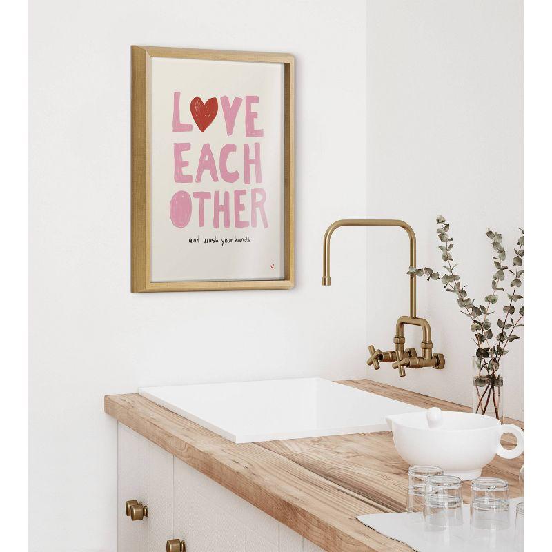 16" x 20" Blake Love Each Other by Kelly Knaga Framed Printed Glass Natural - Kate & Laurel All Things Decor