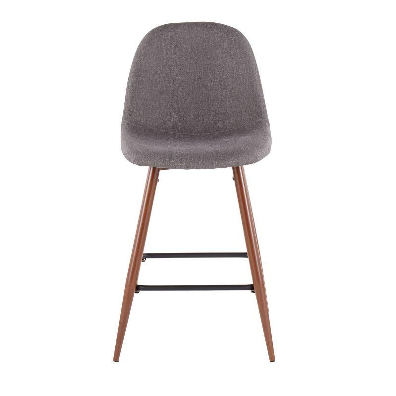 Set of 2 Pebble Mid-Century Modern Counter Height Barstools Walnut/Charcoal - LumiSource: Upholstered, Metal Legs, 250lb Capacity