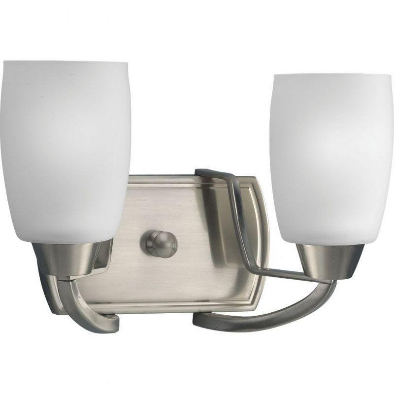 Progress Lighting Wisten Collection 2-Light Bath Bracket, Brushed Nickel, Etched Glass Shade