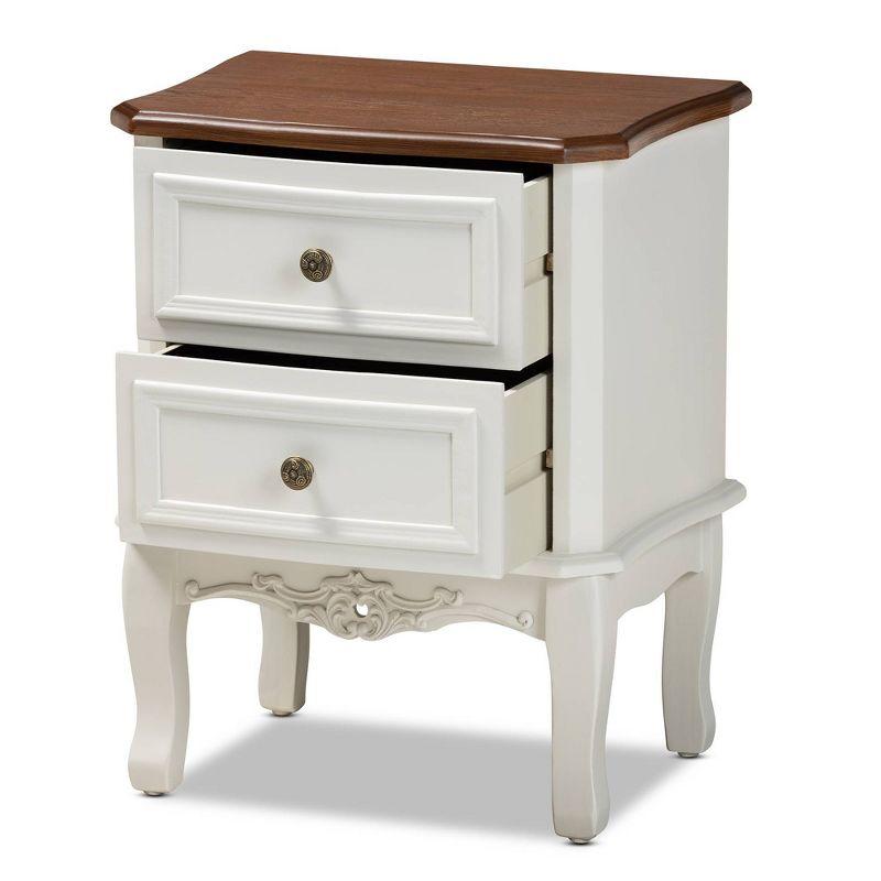 Darlene French White & Cherry Brown Traditional 2-Drawer Nightstand