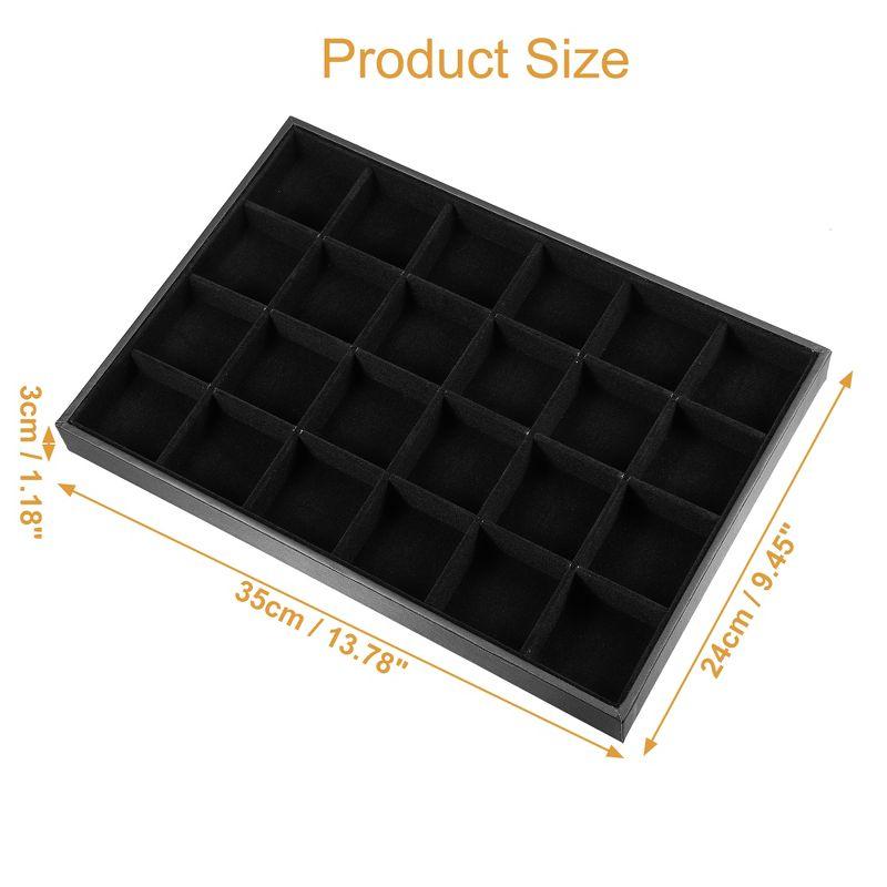 Unique Bargains 24 Grid Jewelry Tray Stackable Tray Showcase for Rings Earrings Necklace Bracelet Pendants 1 Pc Black