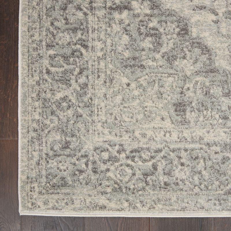 Nourison Tranquil Vintage Persian Center Medallion Area Rug Ivory Grey 5'3" x 7'3"