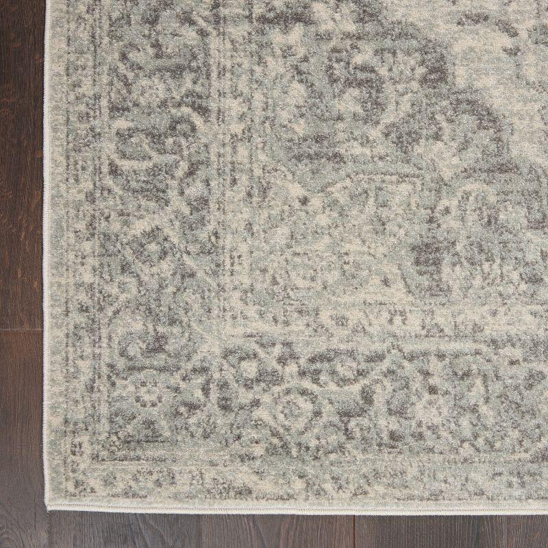 Ivory and Grey Synthetic Rectangular 4' x 6' Area Rug