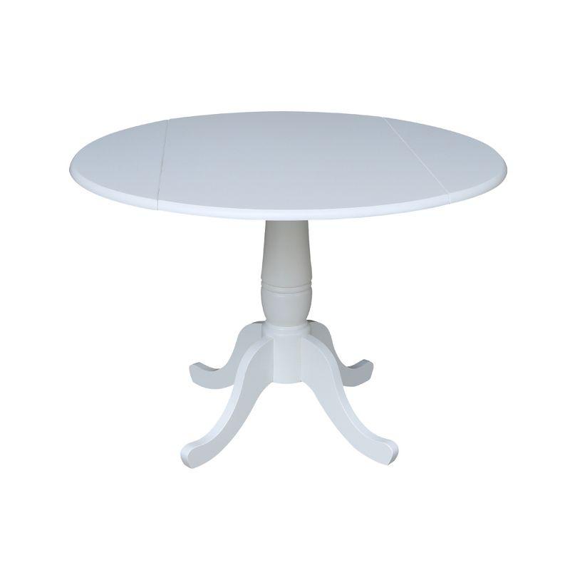 White Round Extendable Solid Wood Dining Table