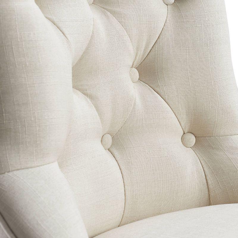 Set of 2 Elmhurst Tufted Side Chair Vintage Cream - Finch: Upholstered, Contoured Back, Wooden Legs