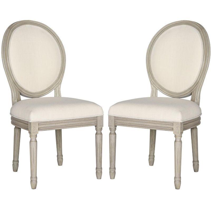 Holloway 19" H French Brasserie Oval Side Chair (Set of 2) - FOX6228 - Light Beige/Rustic Grey - Safavieh Couture