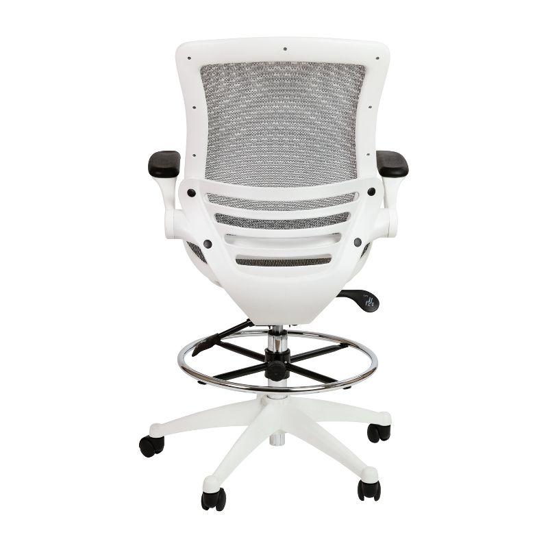 Emma and Oliver Mid-Back Transparent Mesh Drafting Chair with Flip-Up Arms