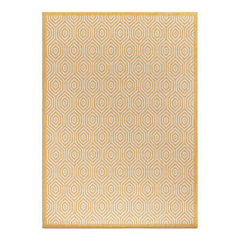 World Rug Gallery Modern Geometric Textured Flat Weave Indoor/Outdoor Area Rug - YELLOW 5' X 7'