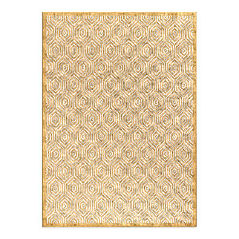 Yellow Geometric Flat Woven Synthetic 5' x 7' Area Rug