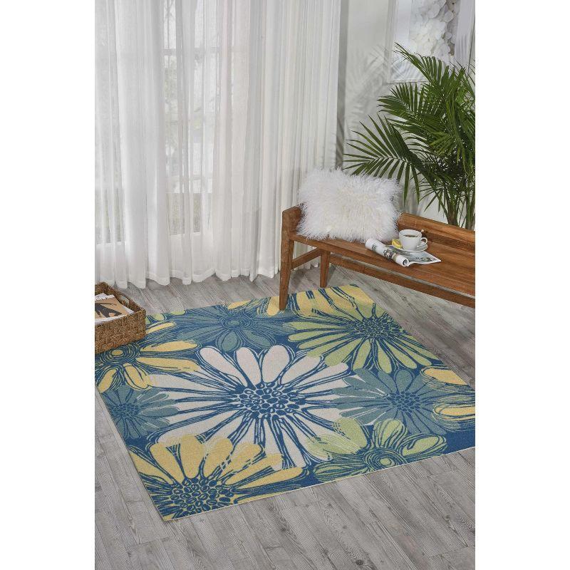 Azure Bloom 78'' Square Tufted Synthetic Easy-Care Area Rug