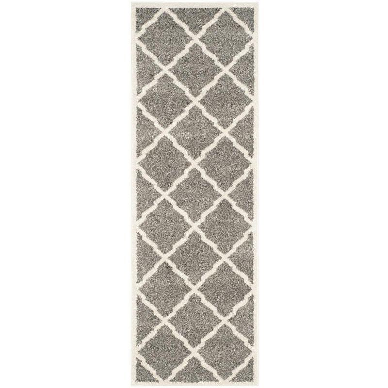 Reversible Light Grey/Ivory Geometric Synthetic 27" Area Rug