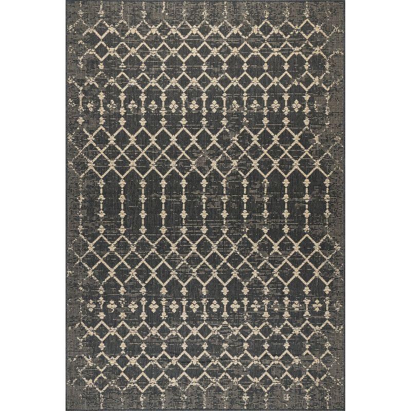 Charcoal Moroccan Trellis Indoor/Outdoor Synthetic Area Rug